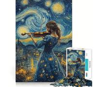 Puzzle "Notte stellata - Violinista" per ragazzi, 1000 pezzi, gioco di abilità mentale, design semplice e divertente, assemblaggio, regalo memorabile 50x75cm