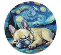 Puzzle notturno con bulldog francese, 1000 pezzi, puzzle rotondo da 1000 pezzi, ideale per decorazioni per la casa, allenamento del cervello e regali per le feste, 67,5x67,5 cm.