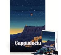 Puzzle notturno con mongolfiere della Cappadocia, Turchia, per ragazzi, 1000 pezzi, pensiero strategico, coinvolgimento delicato, incastro preciso, (38x52cm)