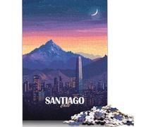Puzzle notturno con paesaggio urbano di Santiago del Cile, 1000 pezzi per adulti. Puzzle per adulti, 1000 pezzi, giochi educativi, 1000 pezzi (75x50 cm).