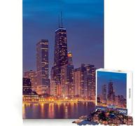 Puzzle notturno dei grattacieli di Chicago per ragazzi, 1000 pezzi, sfida intelligente, passatempo rilassante, blocco fine, regalo di Natale (50x75cm)
