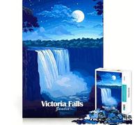 Puzzle notturno delle Cascate Vittoria,1000 pezzi,divertente da giocare,senza sbavature,con tagli precisi,portatile,ideale per i viaggi (38x52cm)
