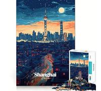 Puzzle notturno dello skyline di Shanghai per adulti, 1000 pezzi, gioco di logica, divertente da assemblare, taglio preciso, regalo memorabile 50x75cm
