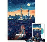 Puzzle notturno dello skyline di Shanghai per adulti, 1000 pezzi, gioco di logica, divertente da assemblare, taglio preciso, regalo memorabile 38x52cm