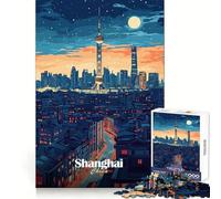 Puzzle notturno dello skyline di Shanghai per adulti, 1000 pezzi, gioco di logica, divertente da assemblare, taglio preciso, regalo memorabile 50x75cm