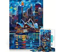 Puzzle notturno dello skyline di Sydney per ragazzi, 1000 pezzi, stimola la memoria, divertimento lento, bordi puliti, regalo di Natale 38x26cm
