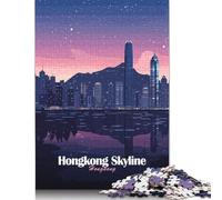 Puzzle notturno sullo skyline di Hong Kong, giocattoli di decompressione, puzzle in cartone riciclato al 100% per adulti, regali di Natale, 1000 pezzi (75x50 cm)