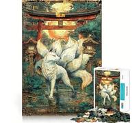 Puzzle "Nove code sotto il torii al tramonto" da 1000 pezzi per adulti, gioco di concentrazione e svago per la casa, bordi netti, regalo di Babbo Natale (50x75cm)