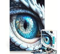 Puzzle Occhio di Drago Bianco e Blu da 1000 pezzi per adolescenti,divertente per stimolare la mente,con pezzi di dimensioni uniformi e precisi,ideale per attività di gruppo rilassanti al chiuso