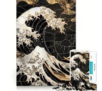 Puzzle "Onda di Kanagawa" da 1000 pezzi,gioco di concentrazione mentale,taglio di precisione,bordi lisci,gioco di connessione significativo (38x52cm)