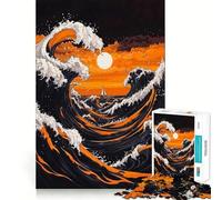 Puzzle "Onde al tramonto" per adulti, 1000 pezzi, gioco stimolante per la mente, divertente e rilassante, con taglio preciso, decorazione da parete 38x52cm