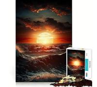 Puzzle "Onde al tramonto sull'oceano" da 1000 pezzi,divertente gioco con tecnologia di taglio laser avanzata,giocattolo per interni per le vacanze (50x75cm)