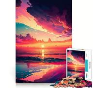 Puzzle "Onde al tramonto sull'oceano" per adulti,1000 pezzi,gioco di memoria,montaggio sicuro e stabile,gioco significativo per costruire connessioni (38x52cm)