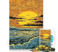Puzzle "Onde dell'oceano al tramonto" per adulti, 1000 pezzi, gioco stimolante per la mente, calma e creatività, pezzo da collezione 50x75cm