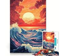 Puzzle "Onde dell'oceano al tramonto" per adulti, 1000 pezzi, gioco stimolante per la mente, calma e creatività, pezzo da collezione 50x75cm