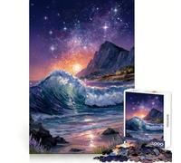 Puzzle "Onde dell'oceano sotto un cielo stellato" per adulti, 1000 pezzi, gioco di logica fine, relax, bordi puliti, opera d'arte (38x26cm)