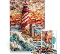 Puzzle "Onde dell'oceano vicino al faro" per ragazzi, 1000 pezzi, stimola la memoria, gioco al chiuso, immagine da assemblare, regalo per le vacanze (38x52cm)