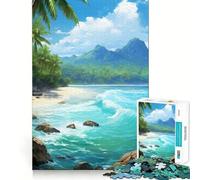 Puzzle "Onde,Spiaggia,Isola" da 1000 pezzi,gioco di memoria,taglio di precisione,attività creativa interattiva per stimolare la mente a casa (38x52cm)