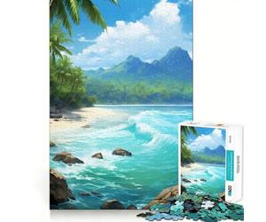 Puzzle "Onde,Spiaggia,Isola" da 1000 pezzi,gioco di memoria,taglio di precisione,attività creativa interattiva per stimolare la mente a casa (38x52cm)