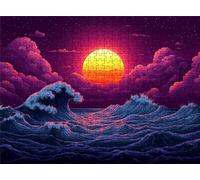 Puzzle onde Tramonto - Puzzle 1500 Pezzi per Adulti - Puzzles Giochi Rilassamento - Bene Confezionamento in Scatola - Stampa ad Alta Definizione Colori Brillanti - Puzzles Legno Impegnativi s7h-147