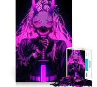 Puzzle Oni Girl Neon Katana per adulti, 1000 pezzi, gioco per allenare la mente, rilassante e divertente, idea regalo per le vacanze (38x26cm)