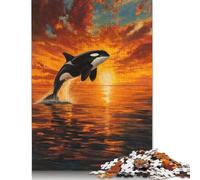 Puzzle Orca Tramonto Oceano Panoramico Relax Sfida Giocattolo Puzzle di Carta Rettangolare per Bambini o Bambine Regali per la Festa del Papà 1000 pezzi (26x38 cm)