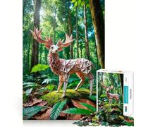 Puzzle origami "Cervo nella foresta" per adulti, 1000 pezzi, per rafforzare la memoria, passatempo casalingo, bordi puliti, regalo elegante (38x26cm)