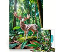 Puzzle origami "Cervo nella foresta" per ragazzi, 1000 pezzi, gioco intelligente per tutta la famiglia, assemblaggio del modello, desiderio di Babbo Natale (50x75cm)