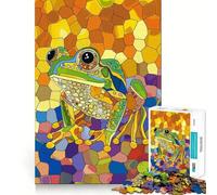 Puzzle originale a forma di rana, colorato e artistico, per adulti, 1000 pezzi, gioco di logica fine, casual, rilassante, con bordi netti, opera d'arte (38x26cm)