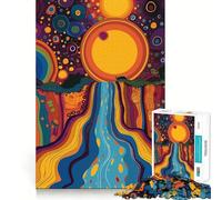 Puzzle originale con cascata al tramonto, 1000 pezzi, gioco di abilità mentale, rilassante, taglio di precisione, pezzo da collezione (38x26cm)