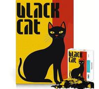 Puzzle originale con gatto nero da 1000 pezzi per adulti, gioco di logica, divertente da assemblare, bordo premium, regalo elegante (50x75cm)