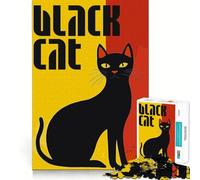 Puzzle originale con gatto nero, difficile da assemblare, per adulti, 1000 pezzi, gioco intelligente da fare a casa, divertente da assemblare, regalo festivo (38x52cm)