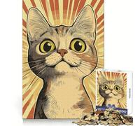 Puzzle originale con poster del gatto sorpreso, 1000 pezzi, per adulti, un gioco che stimola la mente, rilassante e divertente, ideale come regalo per le vacanze (38x52cm)