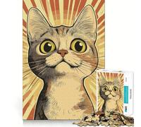 Puzzle originale con poster del gatto sorpreso, 1000 pezzi, per adulti, un gioco che stimola la mente, rilassante e divertente, ideale come regalo per le vacanze (38x52cm)