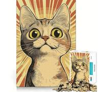 Puzzle originale con poster del gatto sorpreso, 1000 pezzi, per ragazzi, stimolante per la mente, divertimento in famiglia, bordi precisi, regalo memorabile (50x75cm)