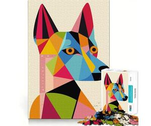 Puzzle originale con ritratto geometrico di cane per ragazzi, 1000 pezzi, gioco stimolante per l'intelletto, rilassante e di qualità, regalo stagionale (38x52cm)