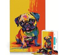 Puzzle originale con stampa Pop Art di un carlino, 1000 pezzi, per adolescenti, gioco di logica chiaro, leggero e rilassante, taglio perfetto, regalo affettuoso (38x26cm)