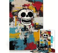 Puzzle originale con teschio sorridente e graffiti, 1000 pezzi, per adulti, gioco di concentrazione e svago a casa, bordi netti, regalo di Babbo Natale (38x26cm)
