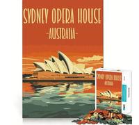 Puzzle originale da 1000 pezzi con poster della Sydney Opera House per adulti, gioco stimolante per la mente, per interni, con taglio preciso, opera d'arte (38x26cm)