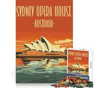 Puzzle originale da 1000 pezzi con poster della Sydney Opera House per adulti, gioco stimolante per la mente, per interni, con taglio preciso, opera d'arte (38x26cm)