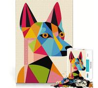 Puzzle originale da 1000 pezzi con ritratto geometrico di cane ideale per adolescenti gioco cognitivo e rilassante con bordo di alta qualità perfetto per la lista dei desideri di Babbo Natale 50x75cm