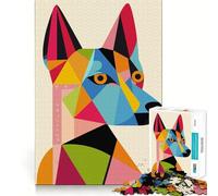 Puzzle originale da 1000 pezzi con ritratto geometrico di cane per ragazzi, ideale per stimolare la memoria, per un gioco rilassante e per un regalo di alta qualità (38x26cm)