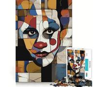 Puzzle originale da 1000 pezzi con volto di clown astratto, per adulti, stimolante per la mente, gioco da interno, taglio preciso, opera d'arte (38x26cm)