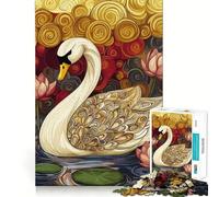 Puzzle originale del cigno con loto, 1000 pezzi, per ragazzi, gioco di abilità mentale, divertimento rilassante, design da assemblare, (38x26cm)