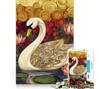 Puzzle originale del cigno con loto da 1000 pezzi per adulti, gioco di logica, divertente da assemblare insieme, bordo premium, regalo elegante (50x75cm)