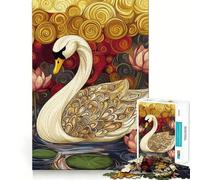 Puzzle originale del cigno con loto da 1000 pezzi per ragazzi, gioco di abilità mentale, divertimento rilassante, design da assemblare, (38x52cm)