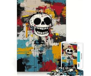 Puzzle originale "Happy Skull Graffiti Art" da 1000 pezzi per adulti ideale come regalo per migliorare la memoria favorire il rilassamento mentale con taglio di alta qualità e una piacevole sorpresa