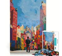 Puzzle originale "Uomo in città" da 1000 pezzi, gioco di abilità mentale, rilassante, taglio di precisione, pezzo da collezione (50x75cm)