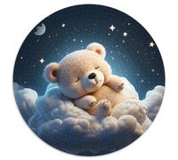 Puzzle Orso addormentato 1000 pezzi rotondo notte stellata gioco familiare anti-stress sfida difficile per adulti, gioco difficile da 1000 pezzi (67,5 x 67,5 cm)
