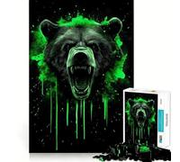 Puzzle "Orso arrabbiato con schizzi verdi" per adulti,1000 pezzi,gioco di concentrazione,tagli di precisione,bordi lisci,divertente sfida per i momenti di attesa (38x52cm)